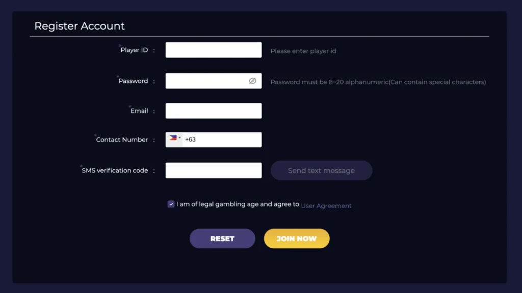 BullBet Casino PH Register Page
